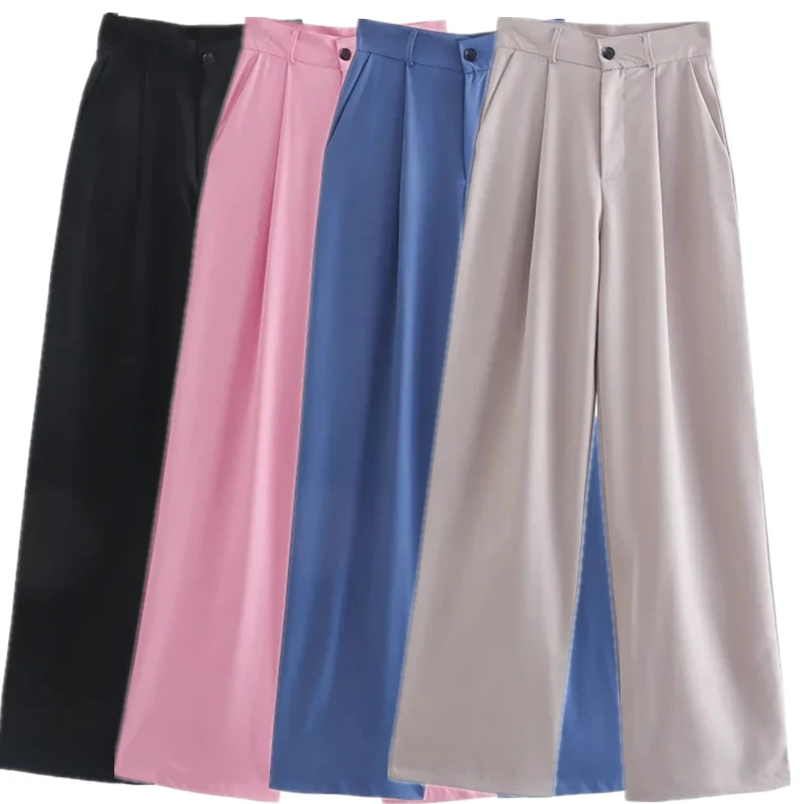 

Withered 2022 England Style Fashion Simple High Waist Loose Harem Pants Women Candy Color Casual Trousers Women