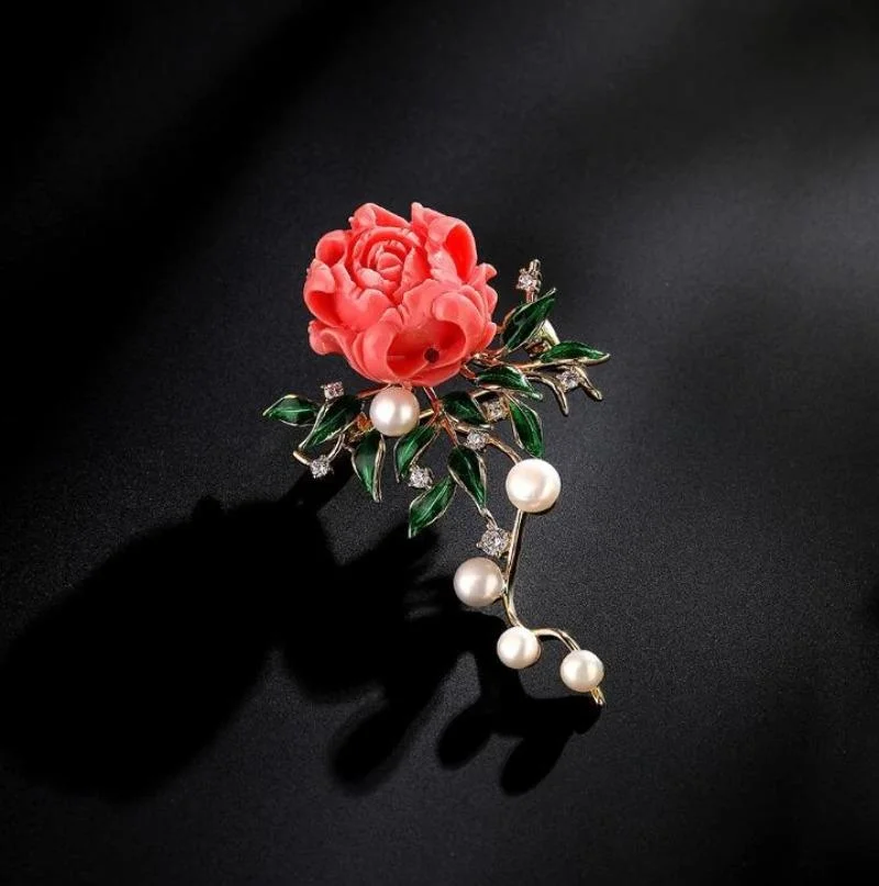 Роскошная индивидуальная брошь с цветком пиона женская куртка кардиган модная