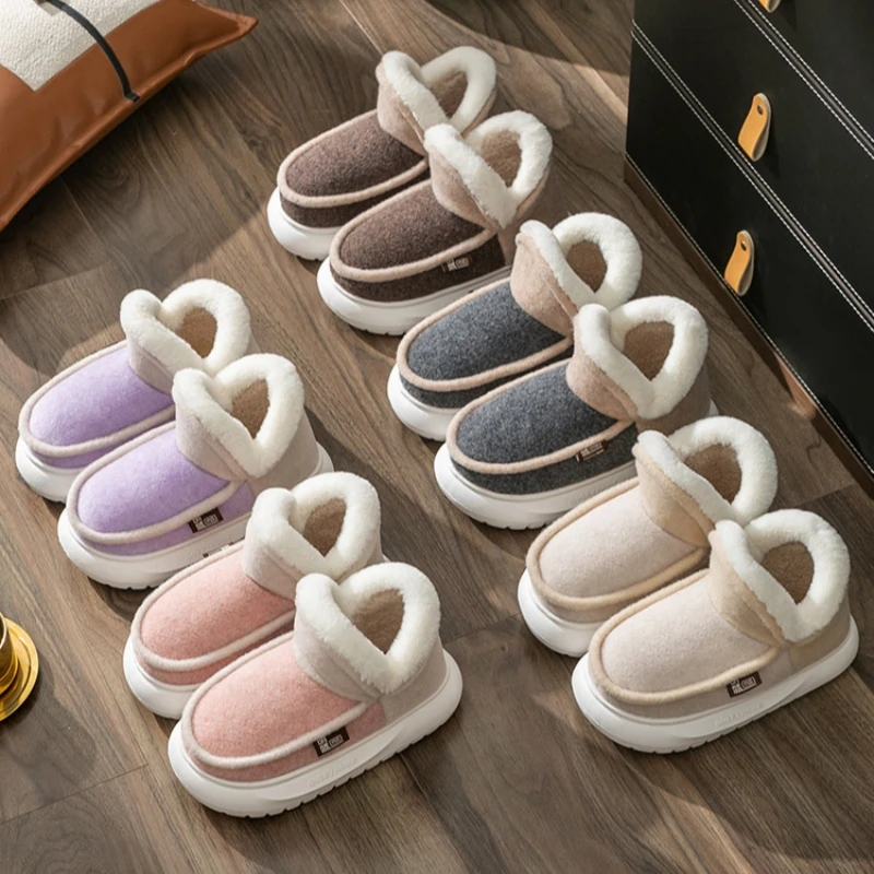 

New Colored Women's Cotton Shoes Autumn and Winter Warm Snow Boots Home Thick Sole Cotton Ankle Boots Short Plush Ankle Boots
