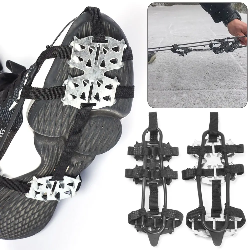 1 Pair Climbing Snow Claws Anti-Skid Shoes Covers Shoes Spikes 24 Teeth Ice Gripper Anti-Slip Shoes Grips Crampons