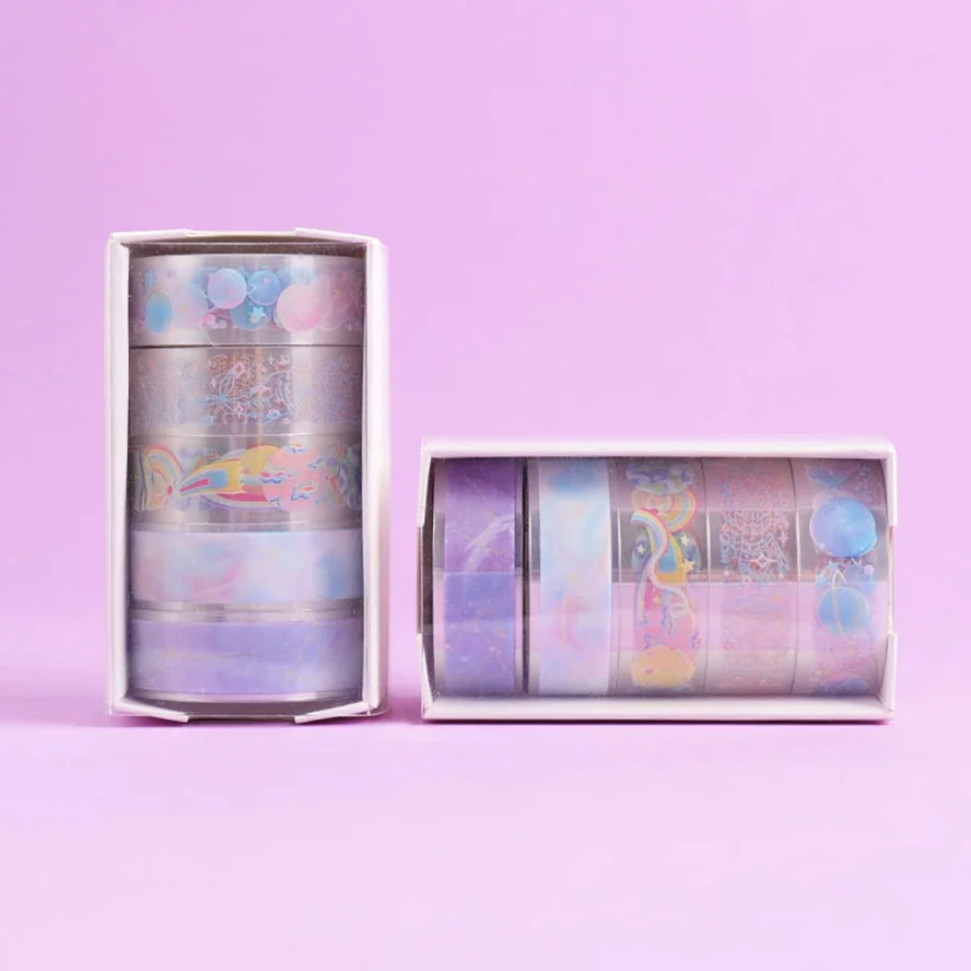 

5Pcs/Set Washi Tape Stickers Washitape School Supplies Stationery Starry Sky Masking Tape Cute Cintas Decorativas Washi Tape Set