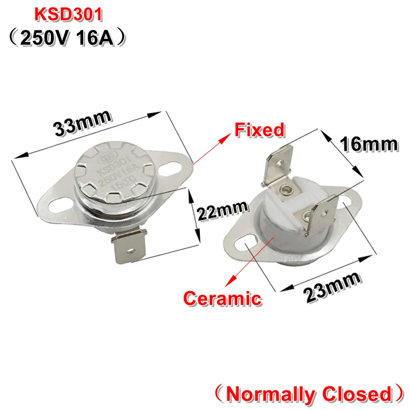 Керамический термостат KSD301 16А 250В