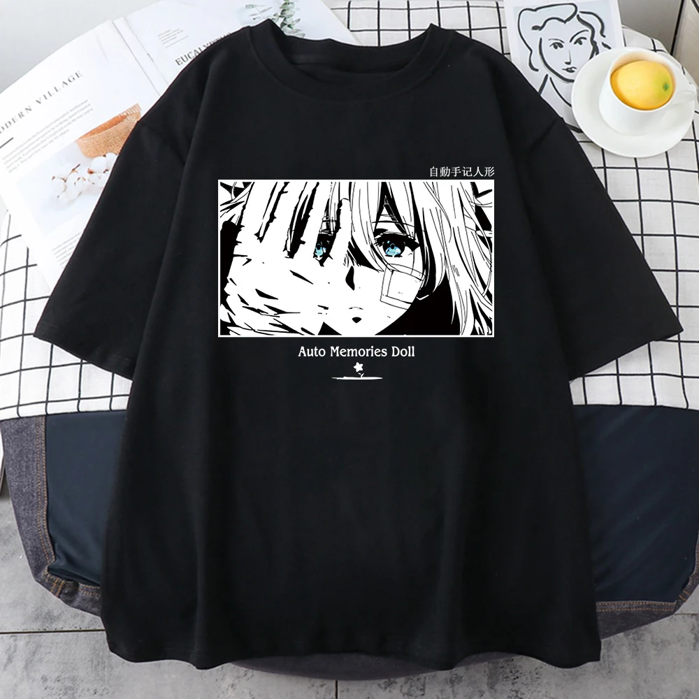 

2022 Anime Violet Evergarden T-shirt Men Unisex Graphic T Shirt Cute Manga Tshirt Harajuku streetwear shirt