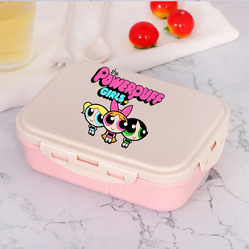 Фото Ланч-бокс Powerpuff Girls Bento, портативные коробки для еды для женщин, милые ланч-боксы для микроволновой печи, контейнер для пикника, контейнер для еды для студентов, подарок №3
