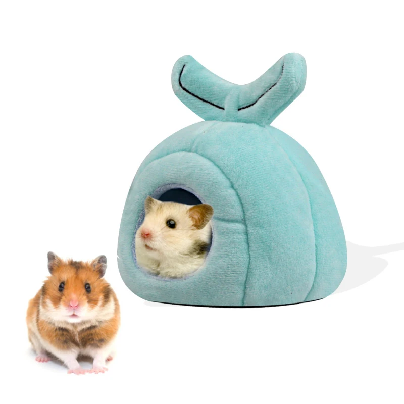 

New Style Pet Nest Little Whale Tail Shape Pet Nest For Hamster Cotton House Hedgehog Warm Bed Pet Bed Small Pet Accessories
