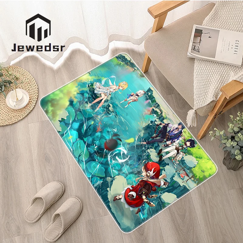 

Bathroom Mat Mats Children Room Genshin Impact Carpet the Living Kitchen Floor Decoration Bath Carpets Bedroom Door Entrance Rug