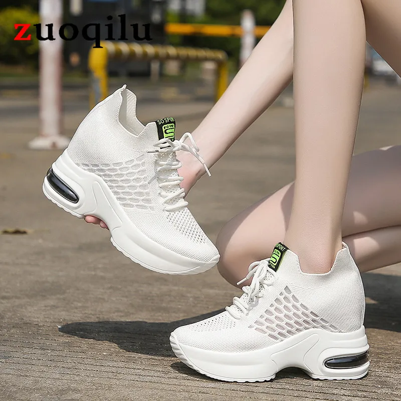 

New Women Casual Shoes Height Increasing Wedge Sneakers Woman Vulcanize Shoes Solid Color Chunky Platform Sneakers White Black