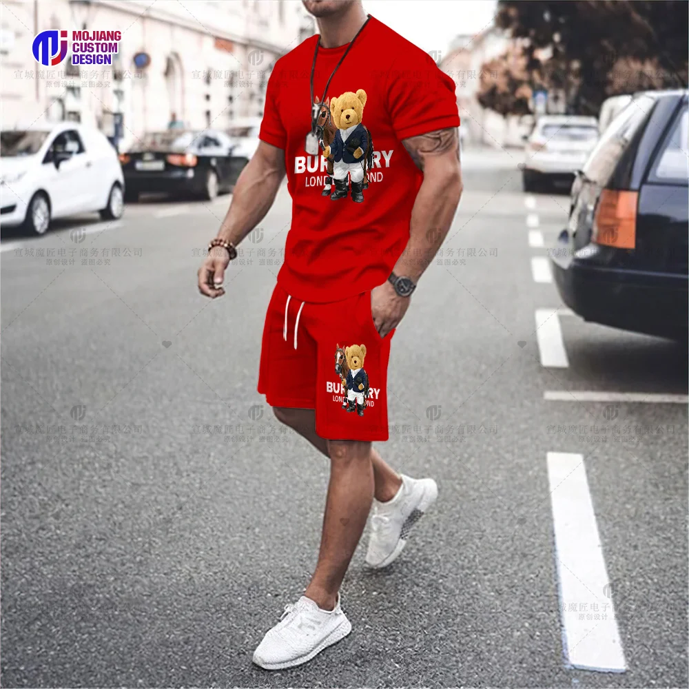 New Men's T-Shirt Set 2023 Luxury Brand High Quality Shorts Sportswear 2 Piece Set Fashion Print Summer Men's Streetwear
