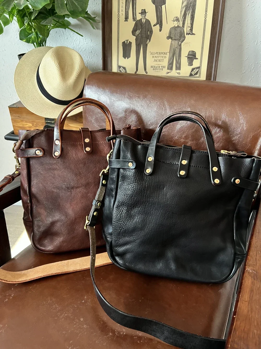 Тупая бритва американская ретро-сумка с растительным танин из воловьей кожи