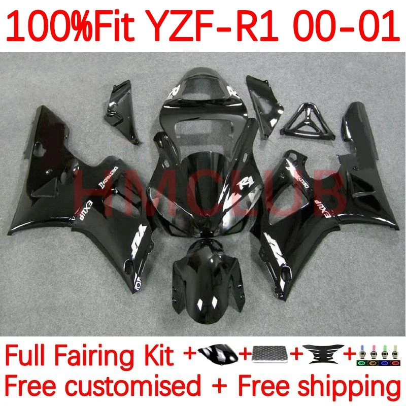 

OEM Body For YAMAHA YZF-R1 YZF R1 1000 C R 1 1000CC YZF1000 YZFR1 2000 2001 YZF-1000 00 01 Injection Fairing 1No.1 Gloss black