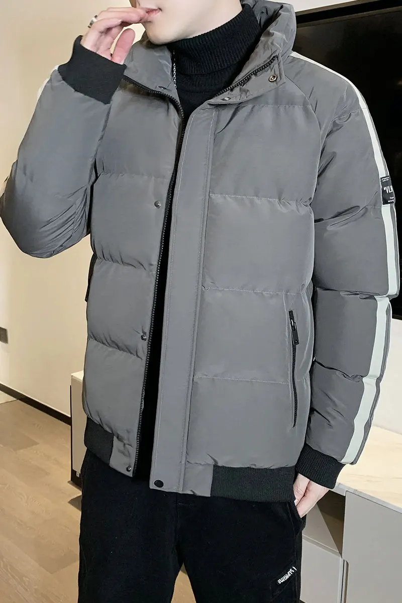 UYUK Men Hip Hop Padded Bomber Jacket Coat Streetwear Graffiti Jacket Parka Cotton Harajuku Winter Down Jacket Coat Outwear