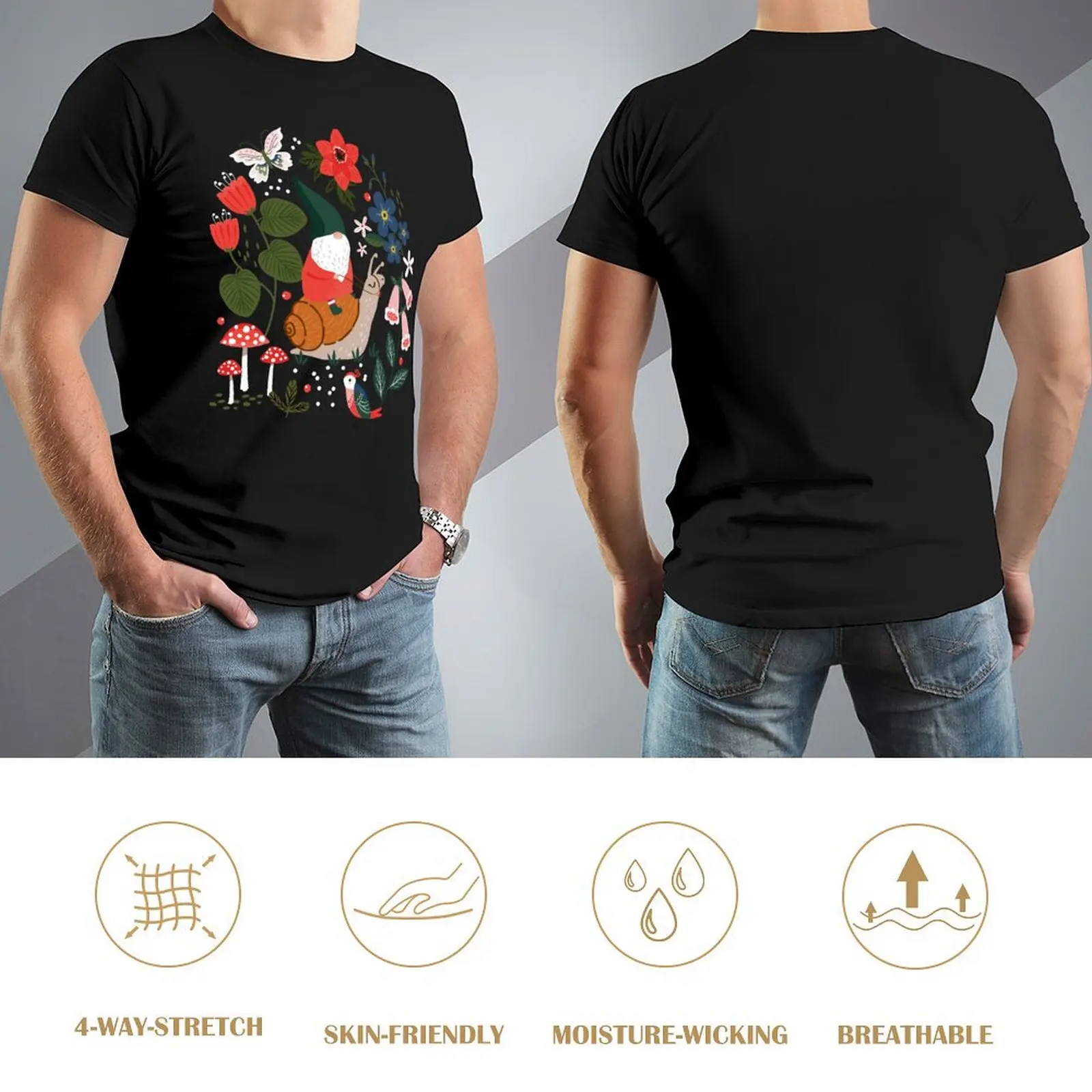 Футболка Причудливый сад гном верхом на улитке футболка большого размера с