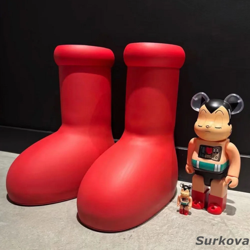 Big Red Boots Rain Boots Eva Red Boots Children's Adult Universal Rain Boots Round Toe Fashion Street Shoot Cool Cartoon Boots