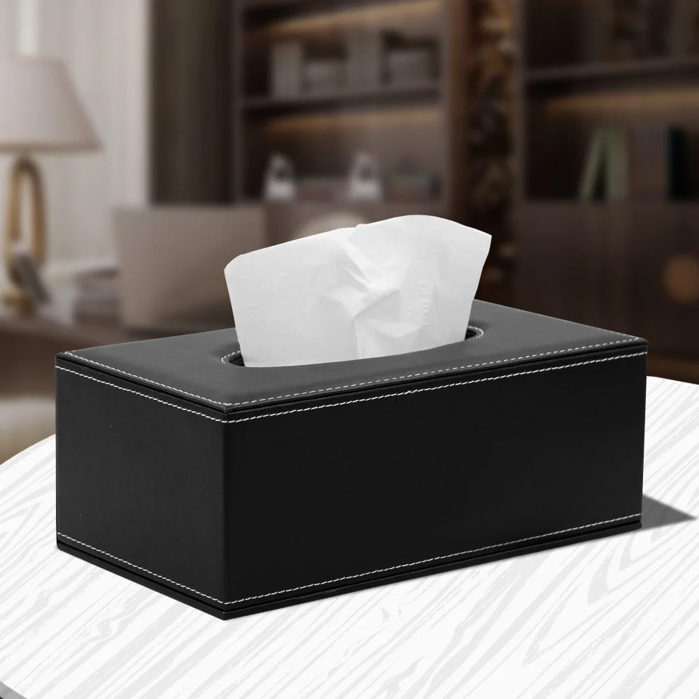 

European Leather Home Hotel Business Tissue Box Square Tissue Paper Organizer Box Napkin Holder Storage Box