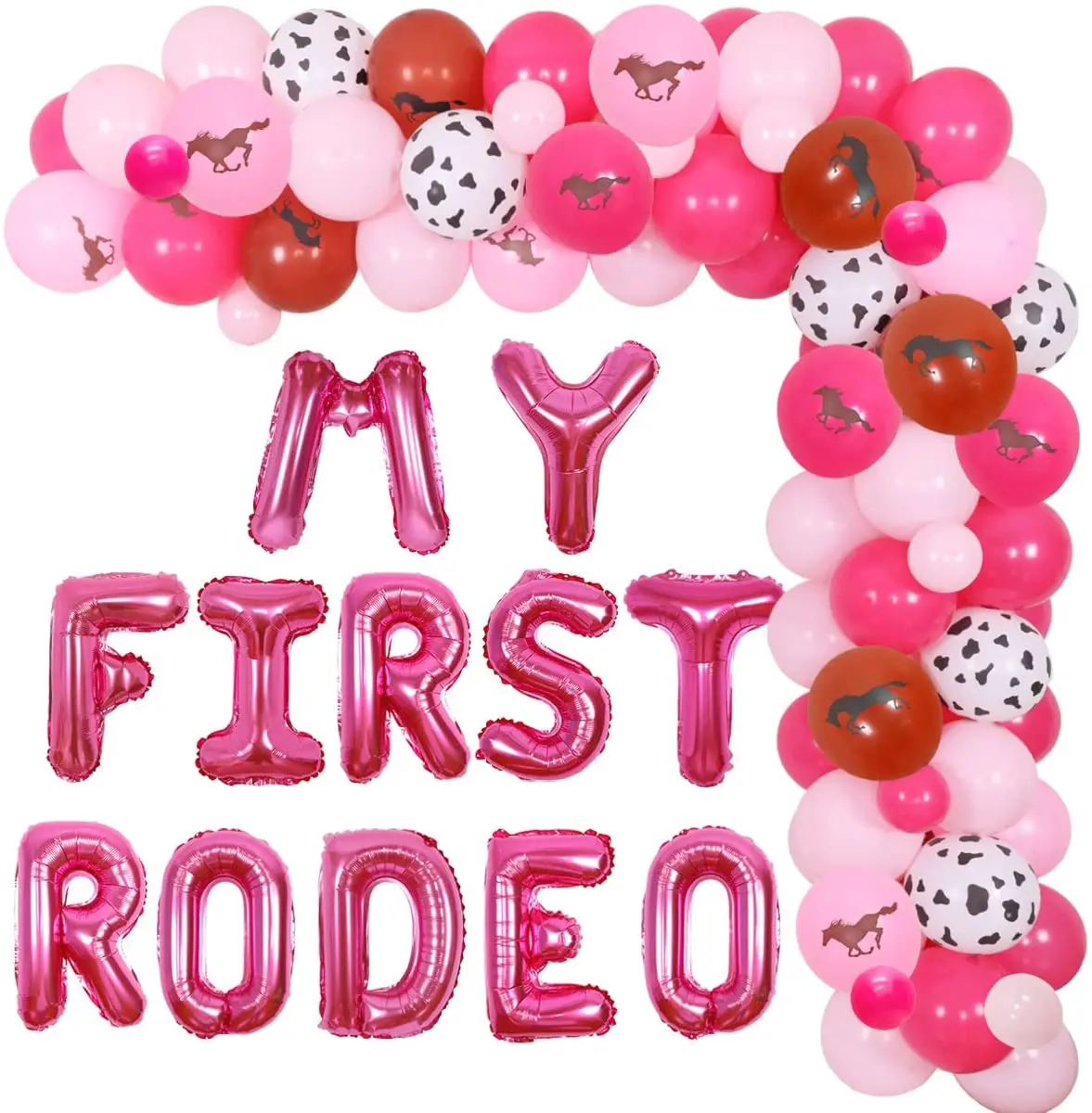 

My First Rodeo 1st Birthday Party Decorations Pink Horse Balloons Garland Kit Cowgirl Western Party Supplies for One Year Old