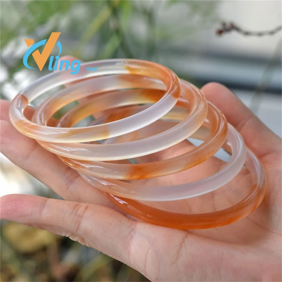 

Brazil Natural Honey Color Thin Round Agate Bracelet Women's Light Orange Primary Beauty Strip Chalcedony Fashion Gift Charm