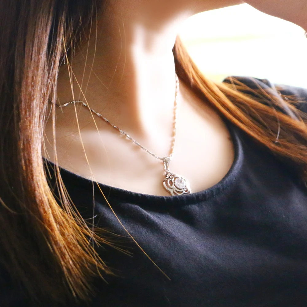 Цепочка с подвеской в виде цветка для мужчин и женщин из серебра 925 пробы