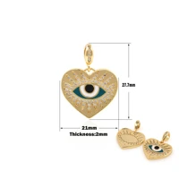 gold filled enamel turkey eye heart pendant for women necklace bracelet making diy jewelry cubic zirconia jewelry supply