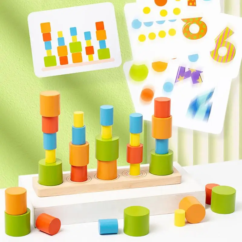 Drewniane klocki do układania w stosy i równoważenie Gra Montessori Zabawki edukacyjne Nauka wieku przedszkolnym