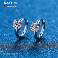 neetim real moissanite hoop earrings 0 5ct diamond hoop huggies earrings sterling 925 silver earrings for women girls teens