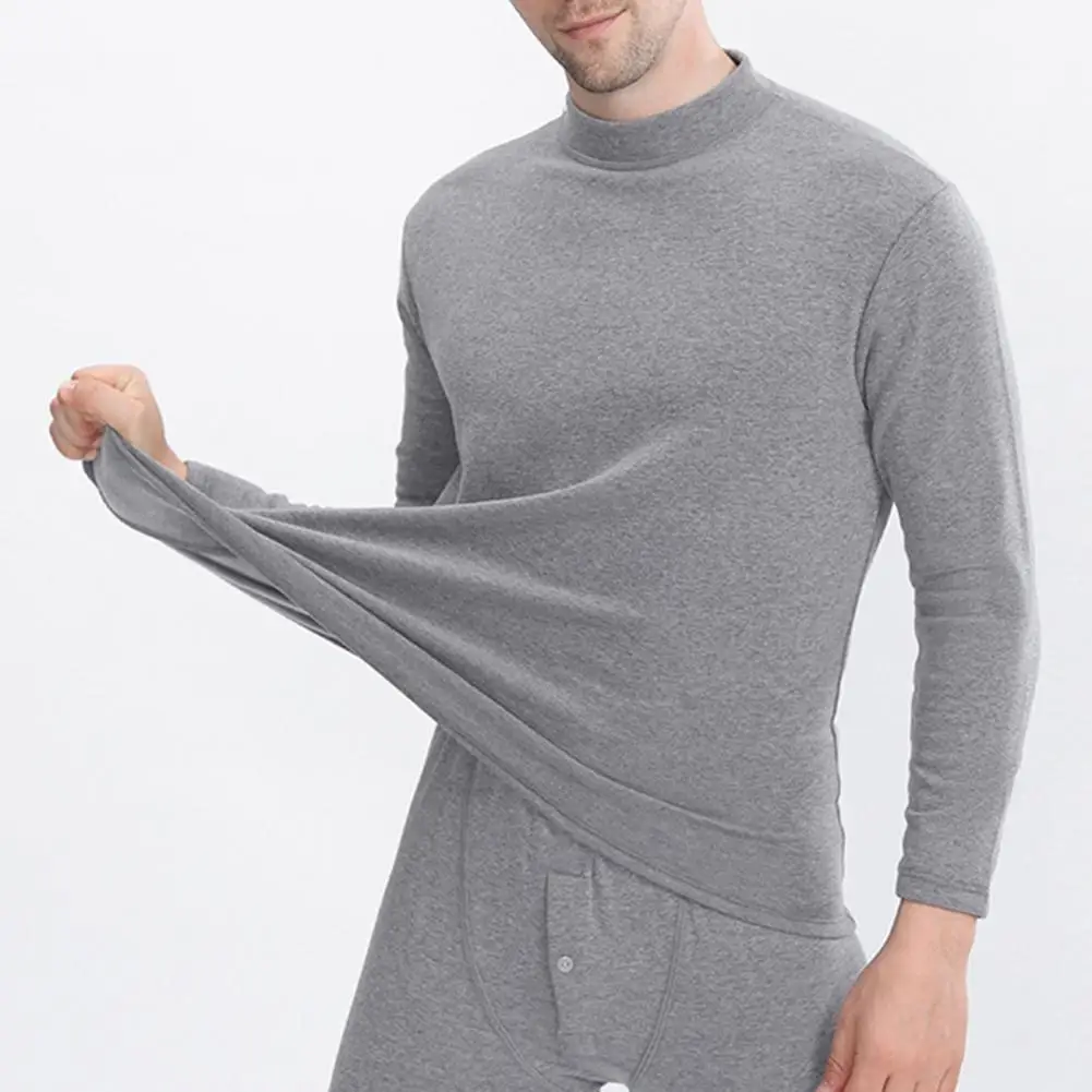 

2Pcs/Set Underwear Sets Long Sleeve Solid Color Keep Warm Thicken Long Johns Men Underwear Men Underwear for Outdoor