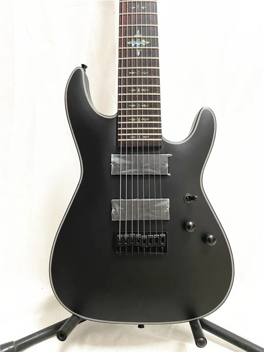 8-струнная электрическая гитара с черным матовым замкнутым звукоснимателем и фиксированным мостом, можно настроить, бесплатная доставка