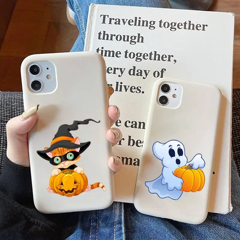 

FHNBLJ Halloween Phone Case for iPhone 11 12 13 Mini Pro Xs Max 8 7 6 6S Plus X XR Solid Candy Color Case