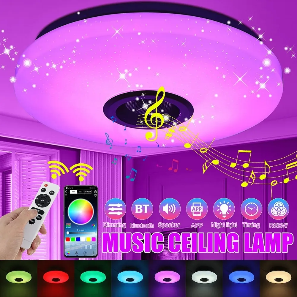 

RGB Ceiling Lamps Smart Modern Chandeliers Lighting Remote APP Control Bluetooth Speaker Music Light Bedroom Ceiling Light