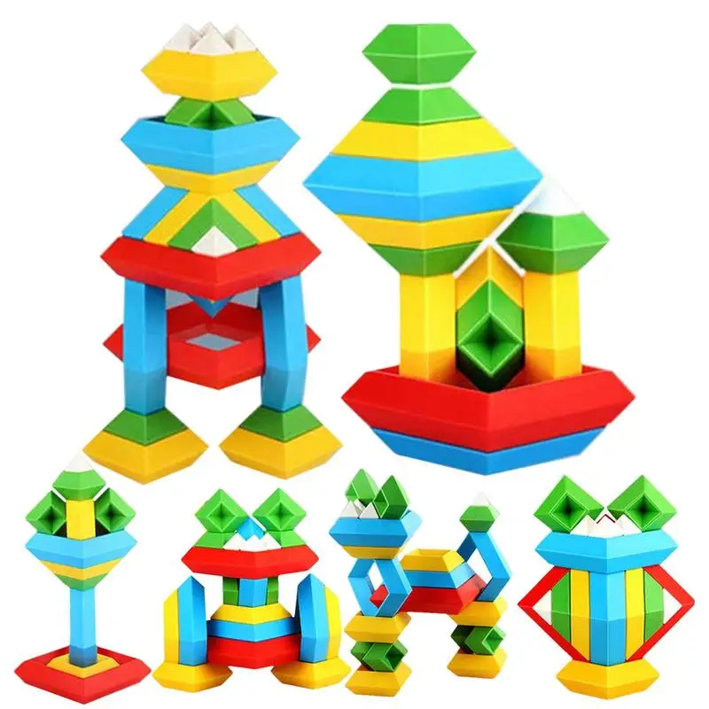 

Pyramid Stack Blocks Kid Construction Set Pyramid Building Block Set Geometry Space Game Montessori Educational Toy For Children