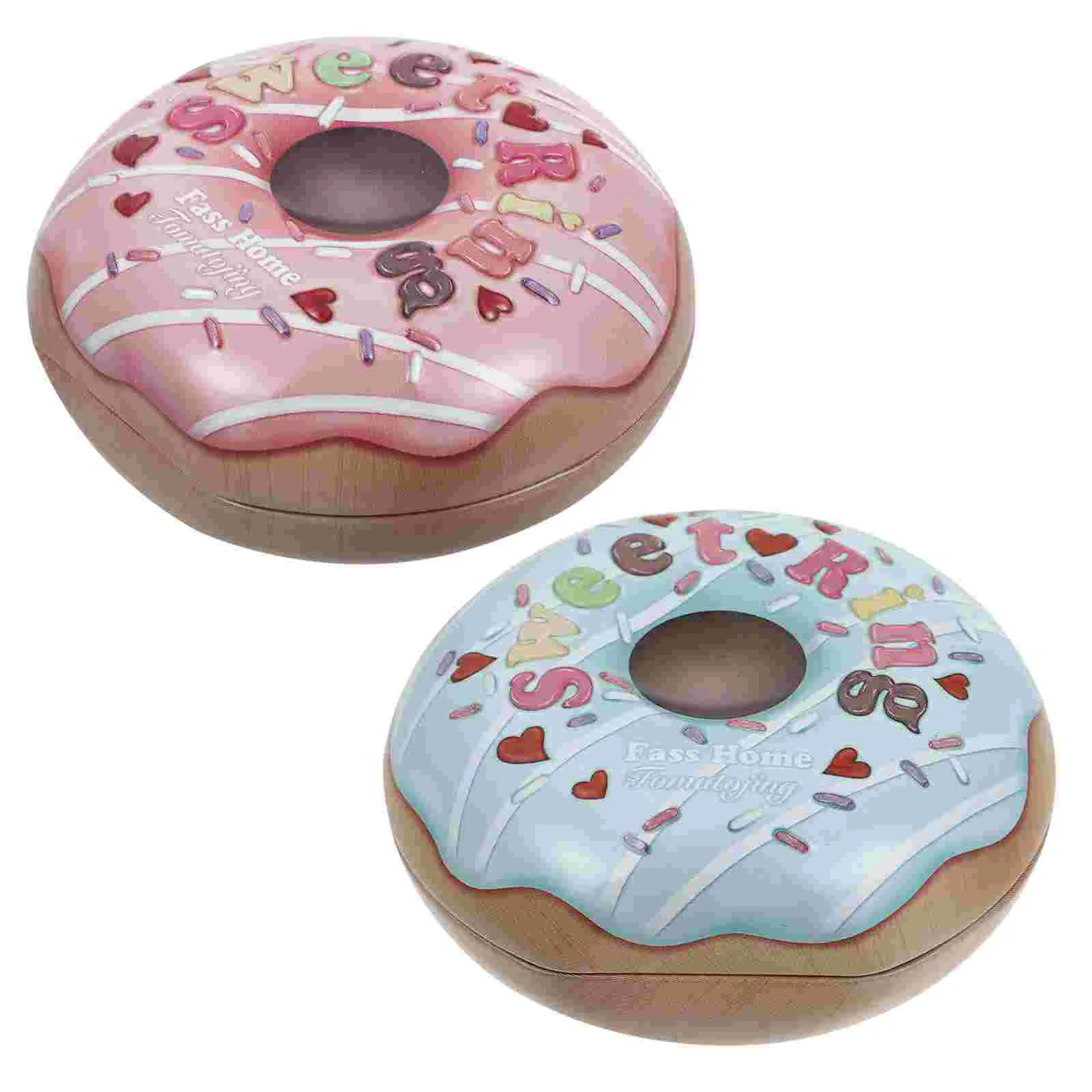 

2pcs Tinplate Chocolate Candy Box Birthday Party Supplies Donut Shape Candy Box