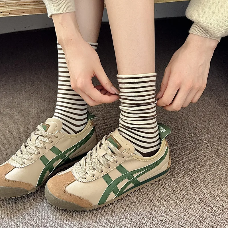 Носки женские в японском стиле хлопковые эластичные длинные носки полоску