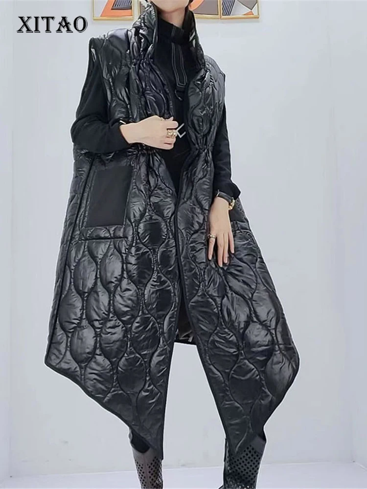 Женский жилет с принтом XITAO модный Осенний без рукавов карманом и надписью Goddess Fan