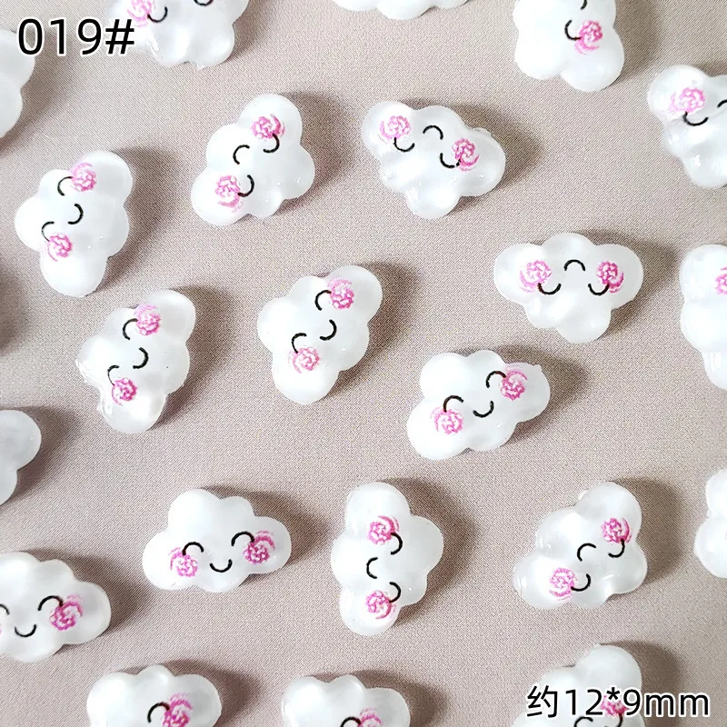 

20pcs/bag Cute Unicorn Cloud Radish Rabbit Nail Phone Case Decorative Accessories Resin Cartoon Nail Sticker Drill 2022 Popular
