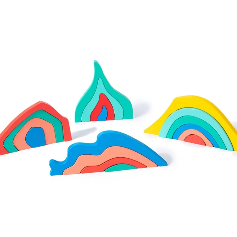 

N80C Fun Rainbow Board Game Children Educational Toy Develop for Imagination Recognition Color Recognition Hand-eye