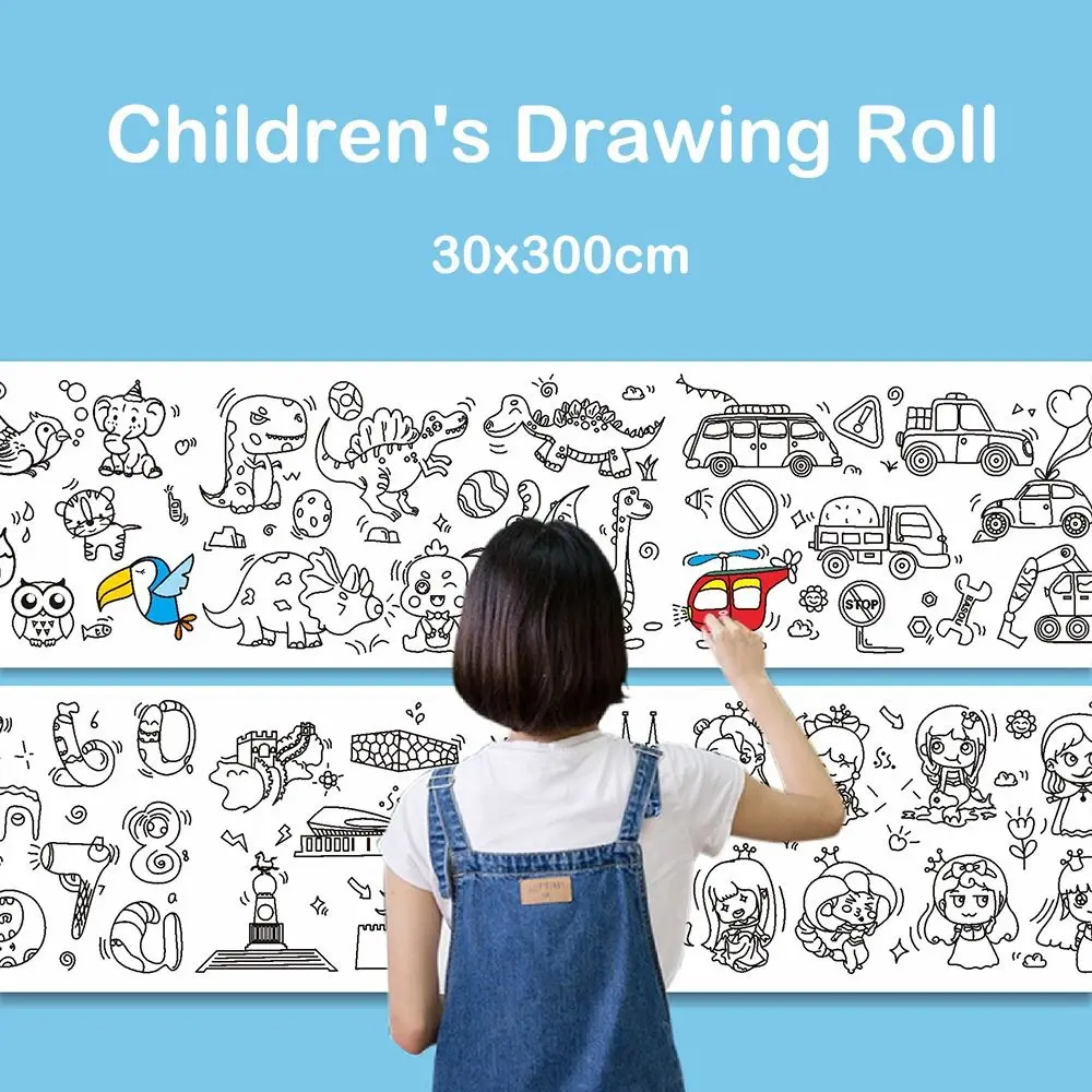 

Scrolls Coloring Toys Little Artist Watercolor Paper Blank Coloring Sticker Color Filling Paper Children's Drawing Roll