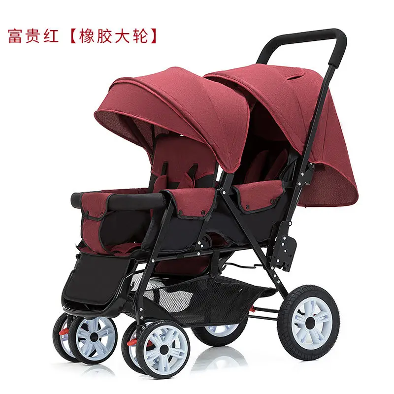Twin stroller can sit and lie high landscape stroller can be folded and can be seated for two babies enlarge