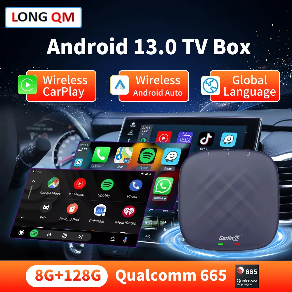 

CarlinKit Android 13 TV Box Android Auto Wireless CarPlay Car Intelligent System Ai Box GPS WIFI 4GLTE For YouTube IPTV 64G 128G