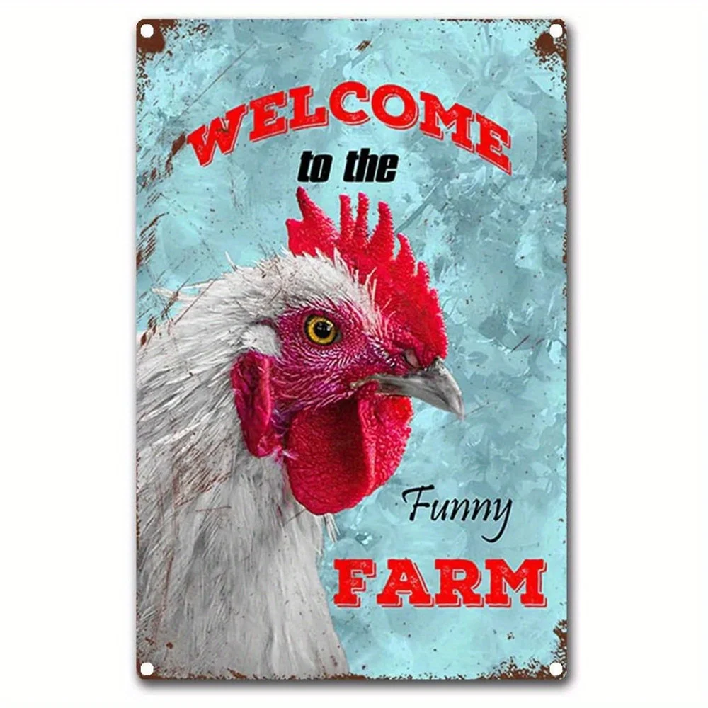 

Funny Vintage Tin Poster Welcome To The Funny Farm Country Cottage Chicken Coop Metal Tin Sign Retro Art Home Wall Decor Plaque