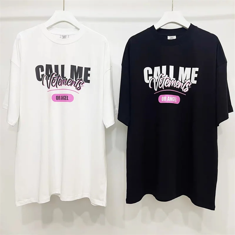 

Vetements 23s Mew Monogram Print Round Neck Cotton Men's T Shirt Oversized Fashion Casual Short Sleeve Women's Tops