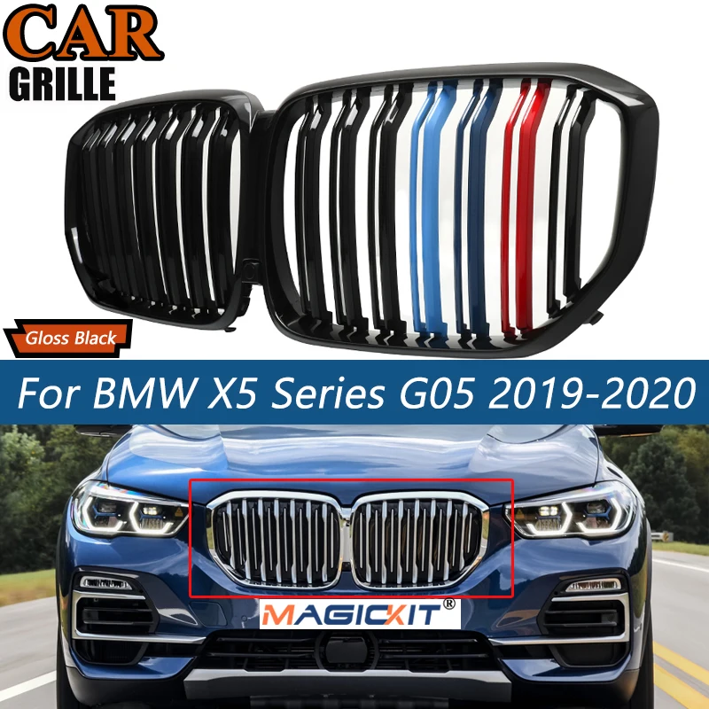 

MagicKit For BMW X5 Series G05 SUV 2019-2020 Gloss Black with M Color Double Line Grill Car Style Kidney GrilleAccessories