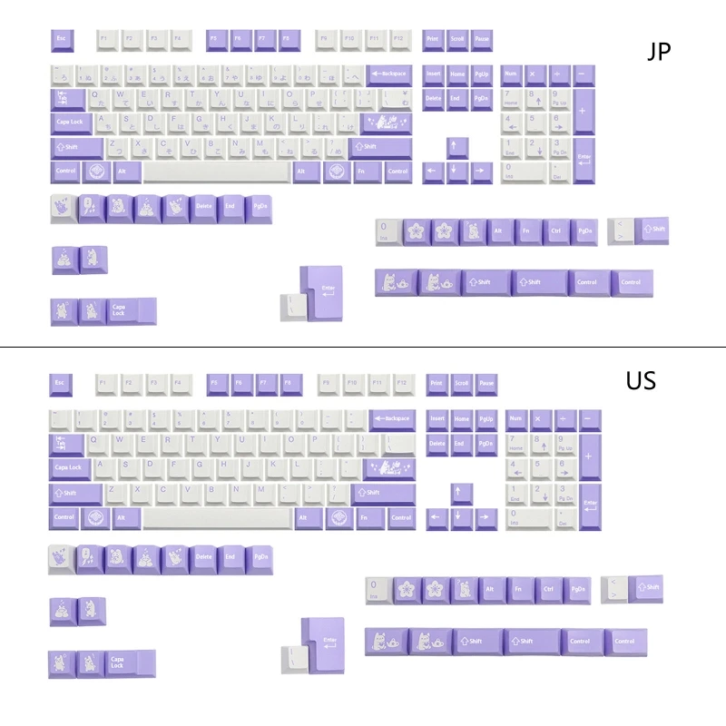 

135 ключей/набор колпачков для ключей PBT Dye с темой кролика для механической клавиатуры MX