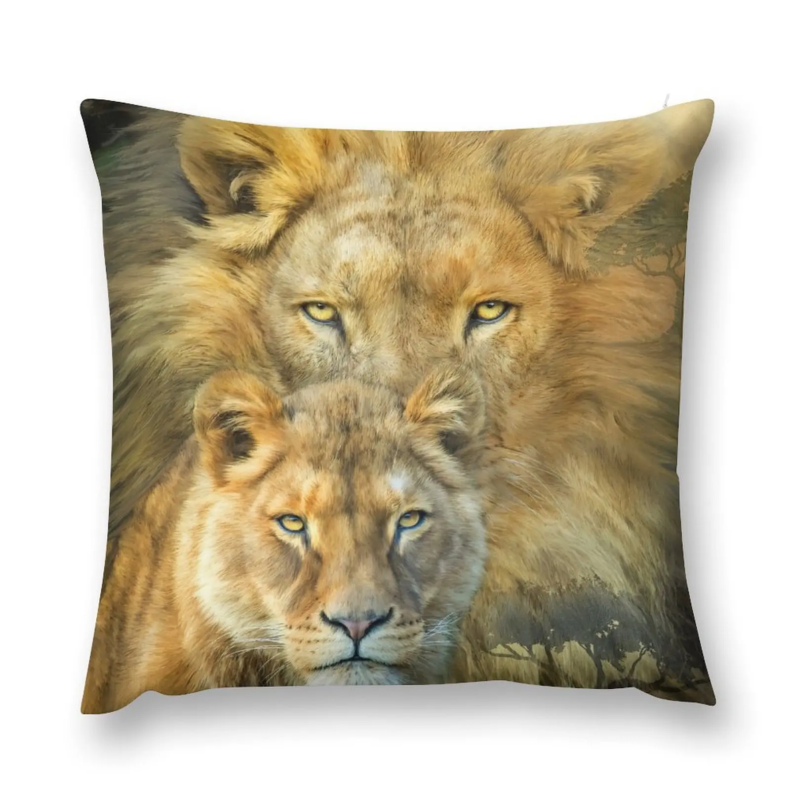 Лев и левицы - африканская королевская декоративная подушка роскошные диванные