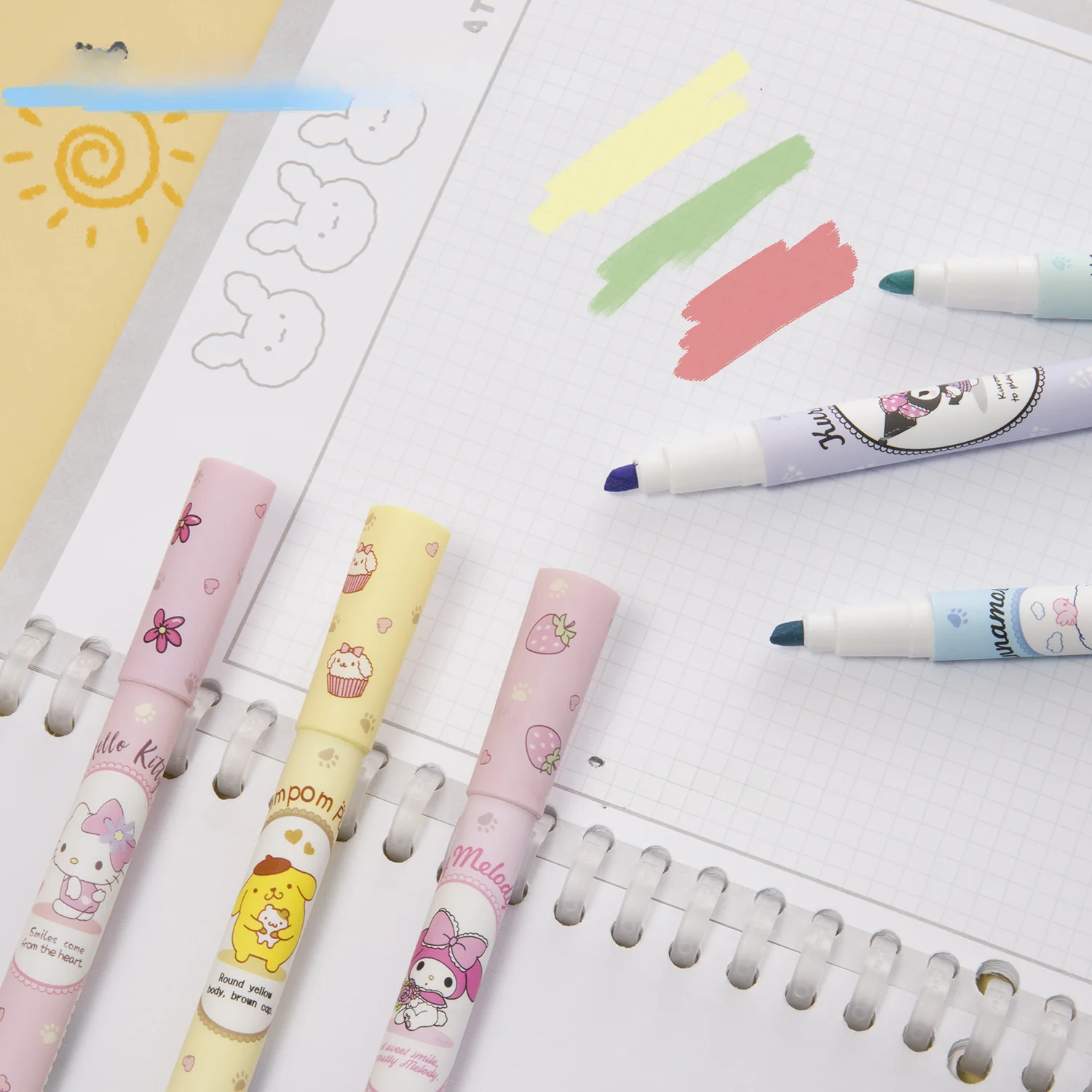 Авторизованный маркер-хайлайтер Sanrio Цветной маркер для защиты глаз ключей ручка