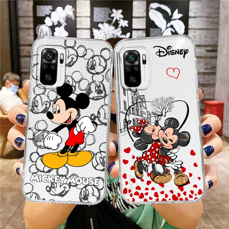 

Cartoon Disney Mickey Minnie For Xiaomi Redmi Note 12 10 11 9 Pro Plus Speed 11S 11T 10S 9T 9S 8 5G Transparent Phone Case Cover