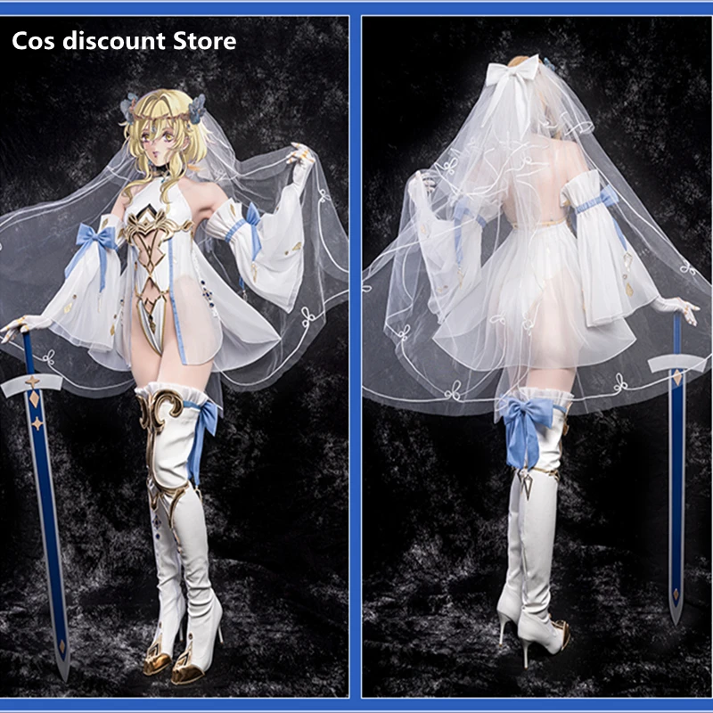 

Genshin Impact Lumine Cosplay Costume Wedding Dress Women Uniforms Activity Party Role Play Clothes Sizes S-XXXL New