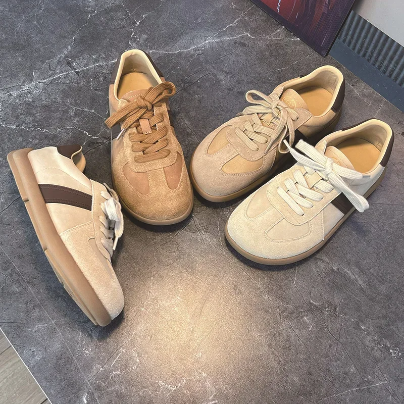 Кожаные немецкие тренировочные туфли для женщин Новинка осени 2024 повседневные