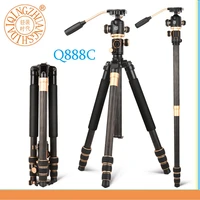 qzsd q888c carbon fiber integrated horizontal shooting multifunctional tripod transverse digital video tripod dslr camera tripod