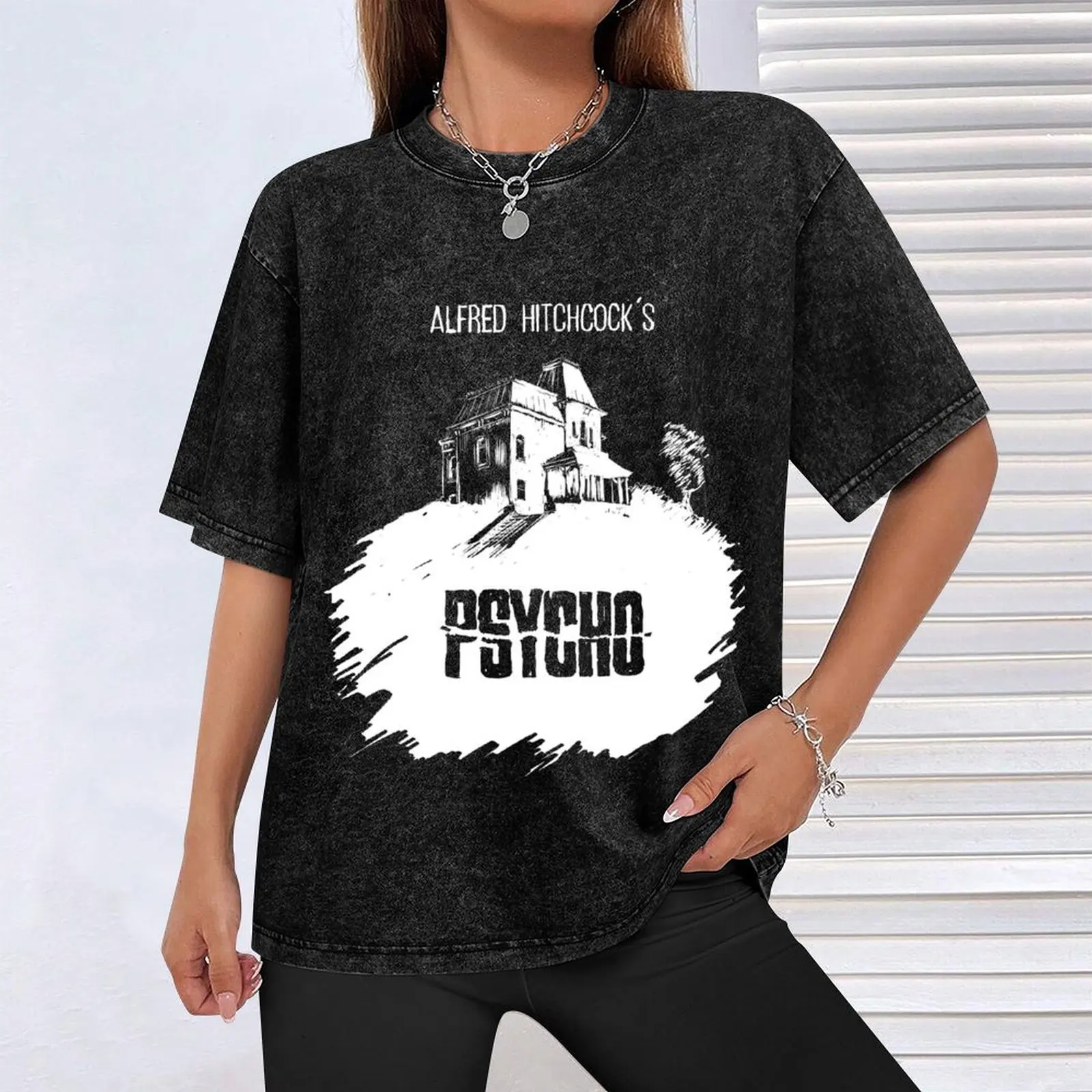 Психо Альфреда Хичкокака от Бурро! (черная футболка) Футболка дизайнерские