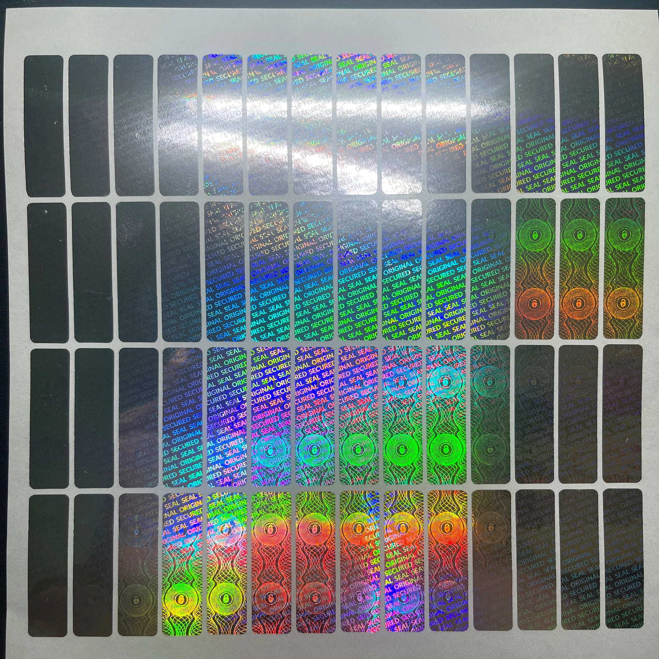 10000PCS 35X10mm silver holographic sticker original warranty tamper-proof seal security seal holographic laser sticker