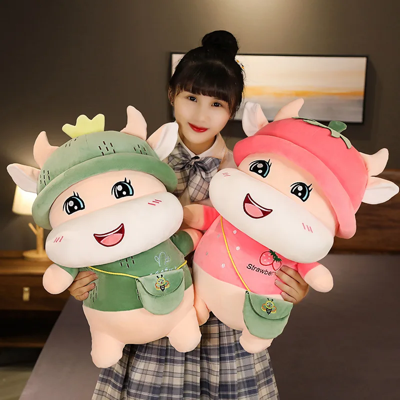 

80CM Creative Cute Vegetable Fruit Cow Plush Dolls Toys Stuffed Soft Doll Cushion Pillow Plush Toys Room Decor Gifts
